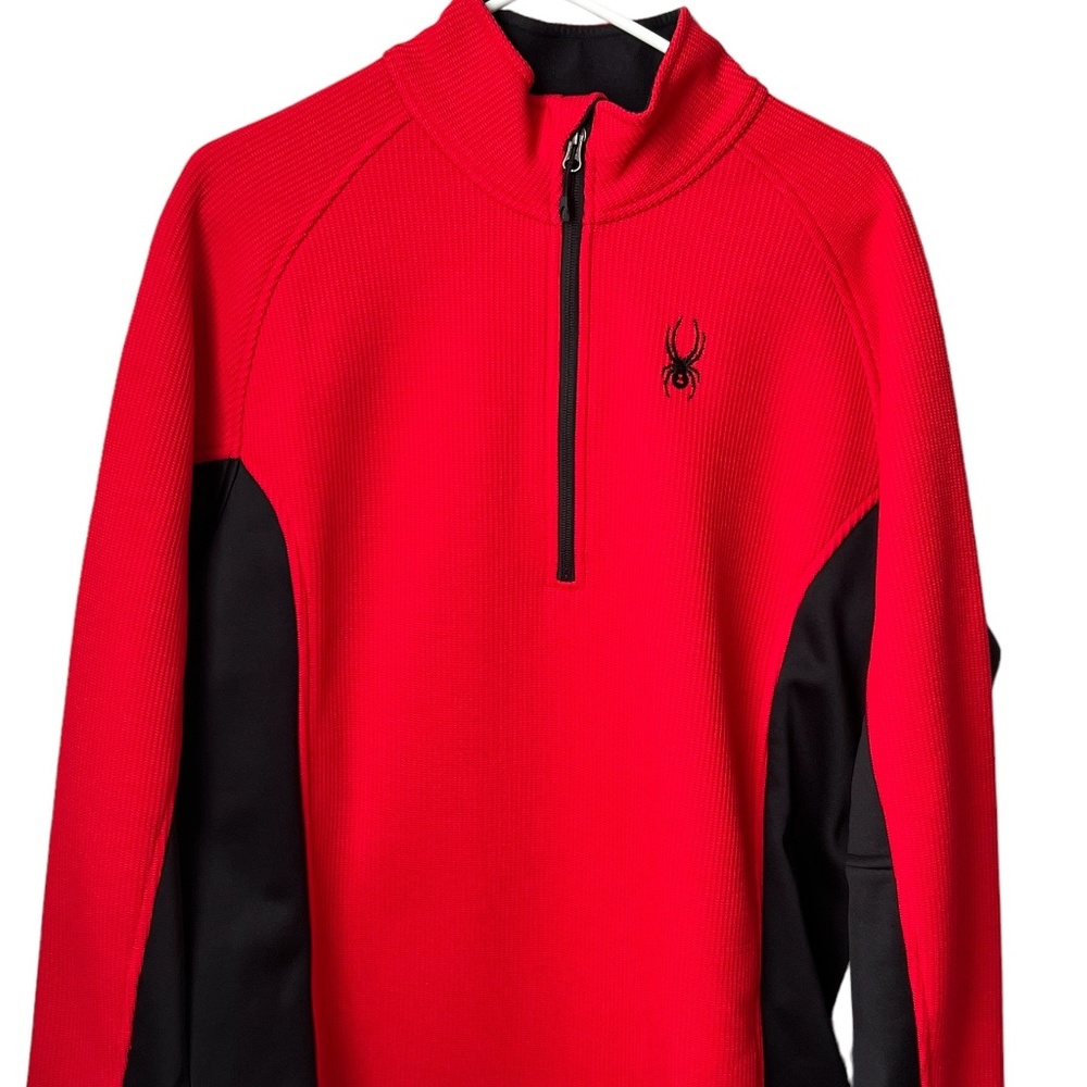Spyder,  Men's Large, Red/Black 1/2 zip long sleeve pullover sweater